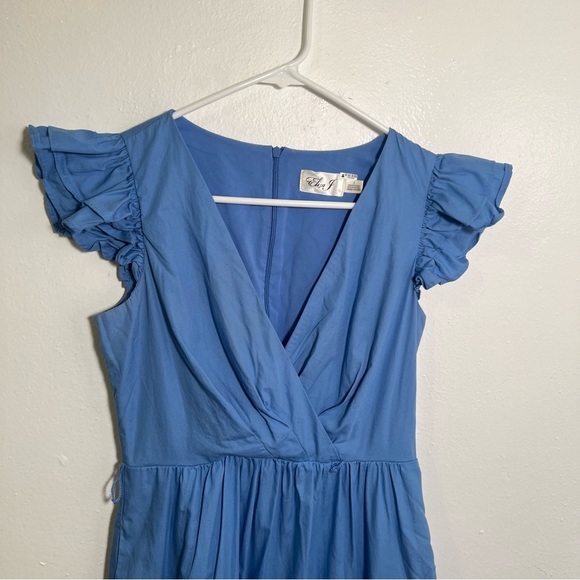 Eliza J Midi Dress Light Blue Ruffle Flutter Sleeve 2 - Picture 2 of 10